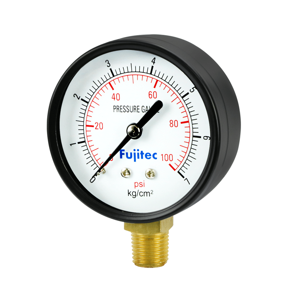 เกจวัดแรงดัน FUJITEC เกลียวล่าง ชนิดไม่มีน้ำมัน 1/4 นิ้ว_6